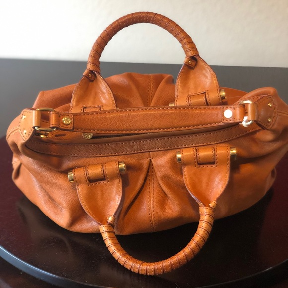 Antonio Melani Camel and gold 3 strap handbag - Picture 2 of 5